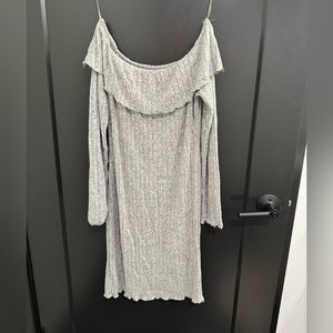 Grey off the shoulder sweater dress